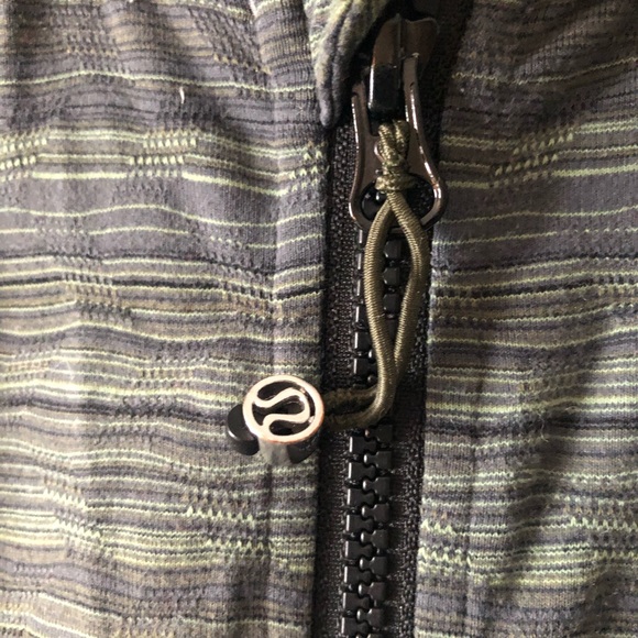 Green striped Lululemon zip up hoodie - Picture 2 of 4